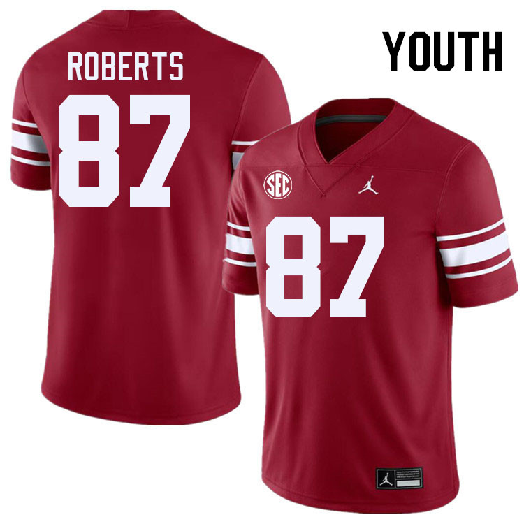Youth #87 Jake Roberts Oklahoma Sooners 2024 SEC Conference College Football Jerseys-Throwback